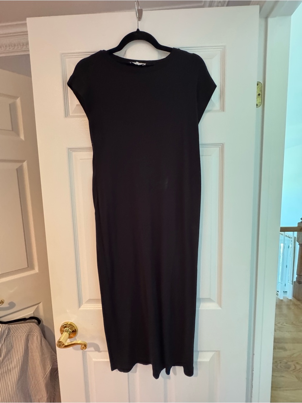 Zara Black Maxi Dress with Cap Sleeves